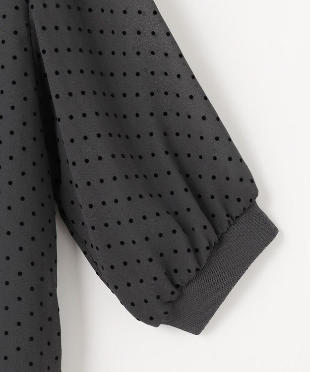 J.PRESS LADIES L 【洗える】ドットフロッキープリント フレア カットソー スレートベース系