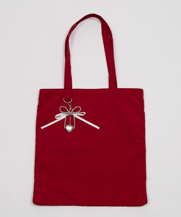 WEGO チャーム付きA4トートバッグ レッド