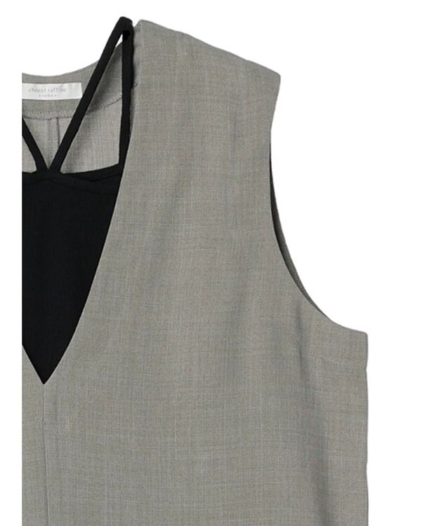 Green Parks ＳＥＴ２点ベスト＋マルチストラップワンピース Gray