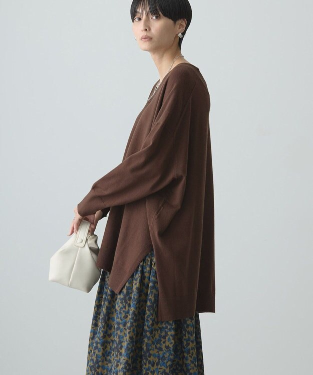 AMERICAN HOLIC バイパチＶネックロングニットプルオーバー Brown