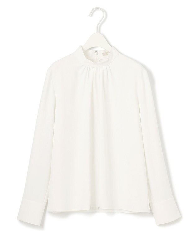 ICB 【洗える】ストレッチジョーゼット ハイネックブラウス オフホワイト系