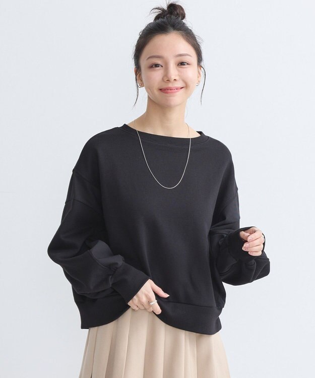 earth music&ecology 異素材ドッキングスウェット Black