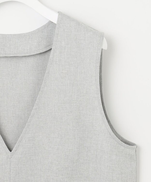 Feroux リネンライクVネック ベスト ライトグレー系