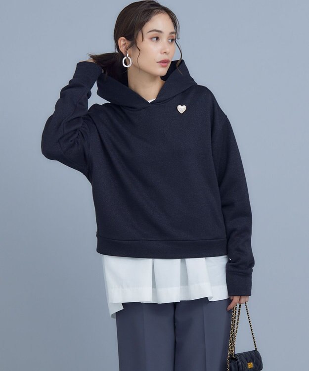 組曲 L 【WEB限定】シャイニーラメパーカー ブラック系