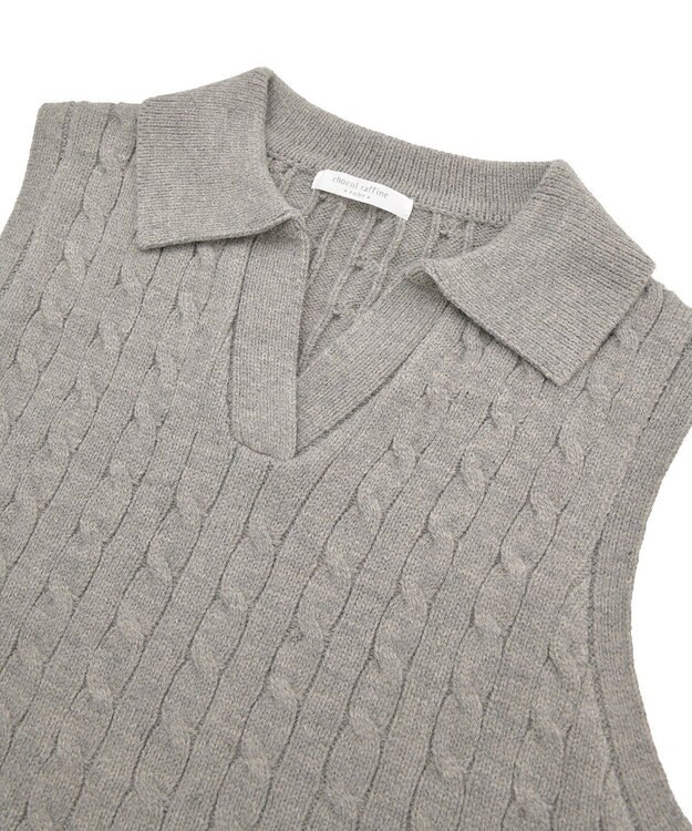 Green Parks ＳＥＴ２点ケーブルベスト＋ニットワンピース Gray