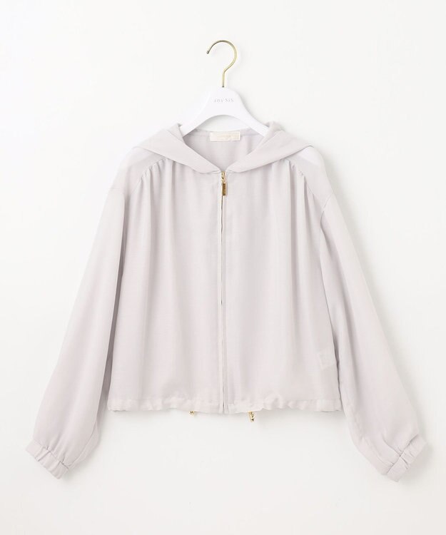 ANY SIS 【接触冷感】シアー パーカー ライトグレー