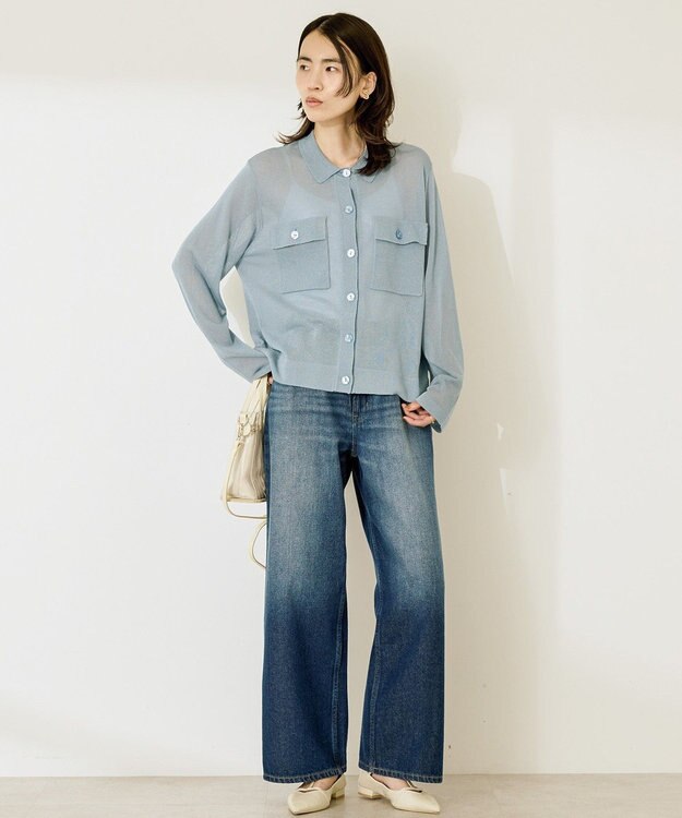 AMERICAN HOLIC シアー襟付きカーディガン Light Blue