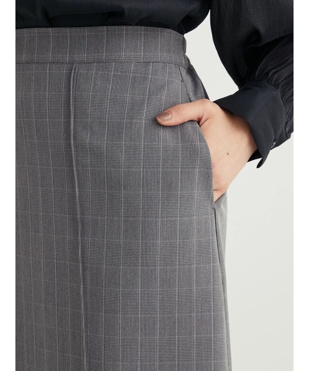 Green Parks きれいシルエットチェック裾フレアスカート Glen Check