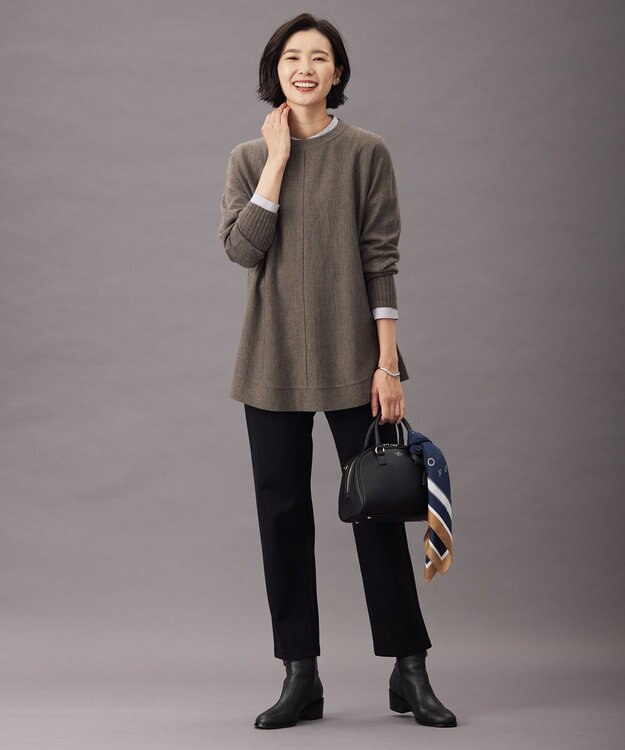 J.PRESS LADIES L 【洗える】EASY WOOL チュニック ニット ブラウン系