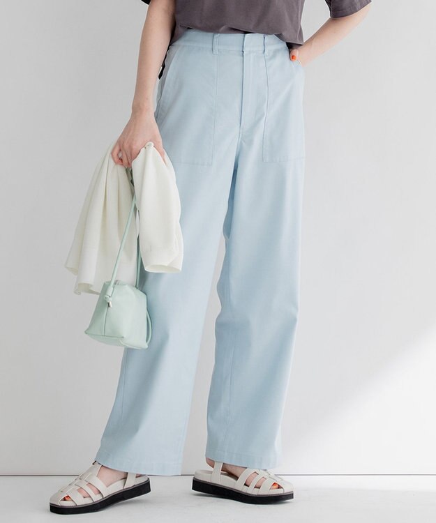 23区 【洗える】スラブツイルストレッチ ベイカー パンツ [WEB限定]スカイブルー系