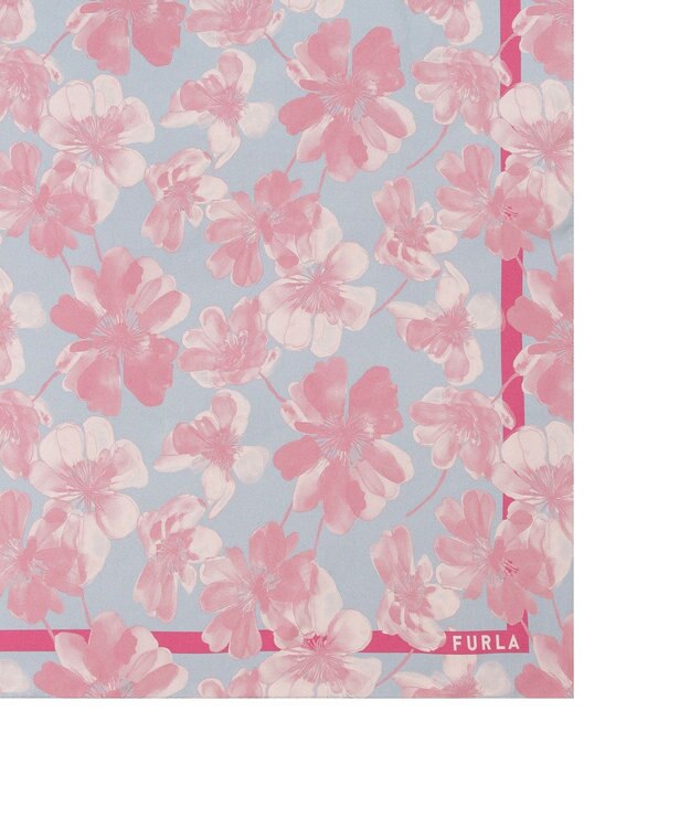 MOONBAT 【シルク100%】FURLA (フルラ) 花柄 シルクプリントスカーフ 65cm×65cm  UV対策 手洗い可能 ローズピンク