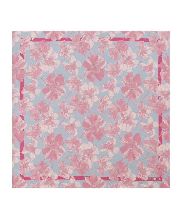 MOONBAT 【シルク100%】FURLA (フルラ) 花柄 シルクプリントスカーフ 65cm×65cm  UV対策 手洗い可能 ローズピンク