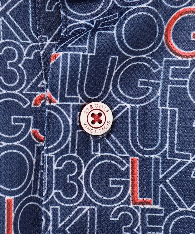 23区GOLF 【MEN】【吸水速乾/UVカット】ロゴ総柄プリント 半袖ポロシャツ ネイビー系5