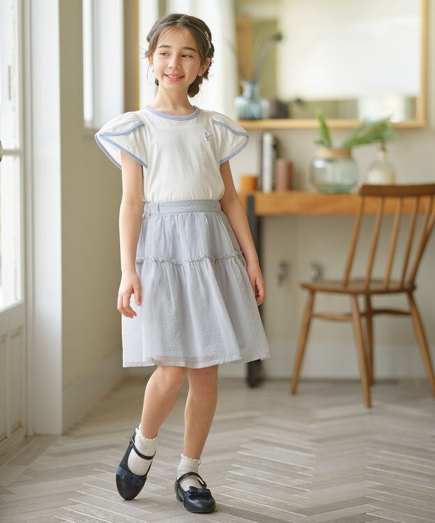 組曲 KIDS 【150-160㎝】シアーチェック スカート サックスブルー系