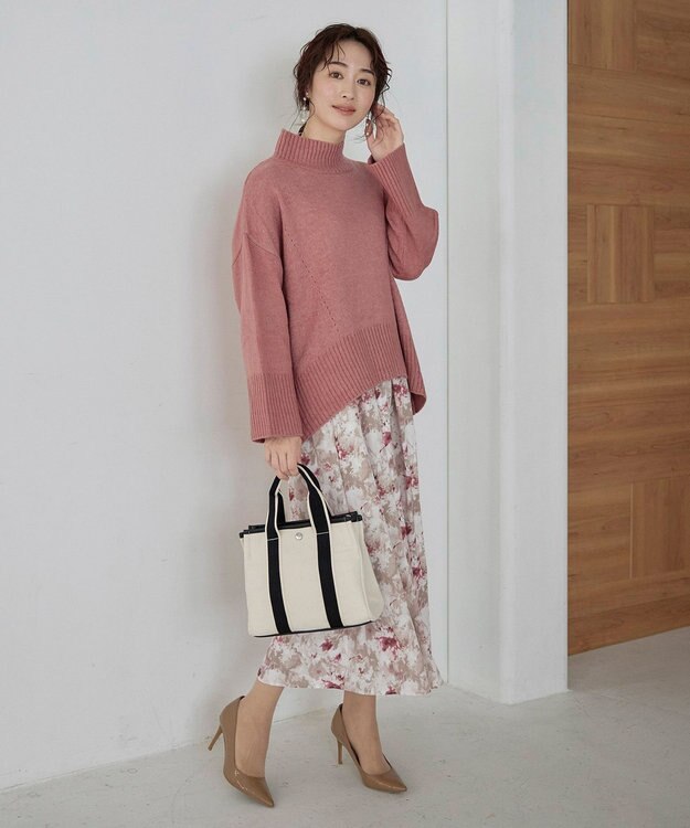 Tiaclasse L 【洗える】モックネックポインテルニットトップス ピンク