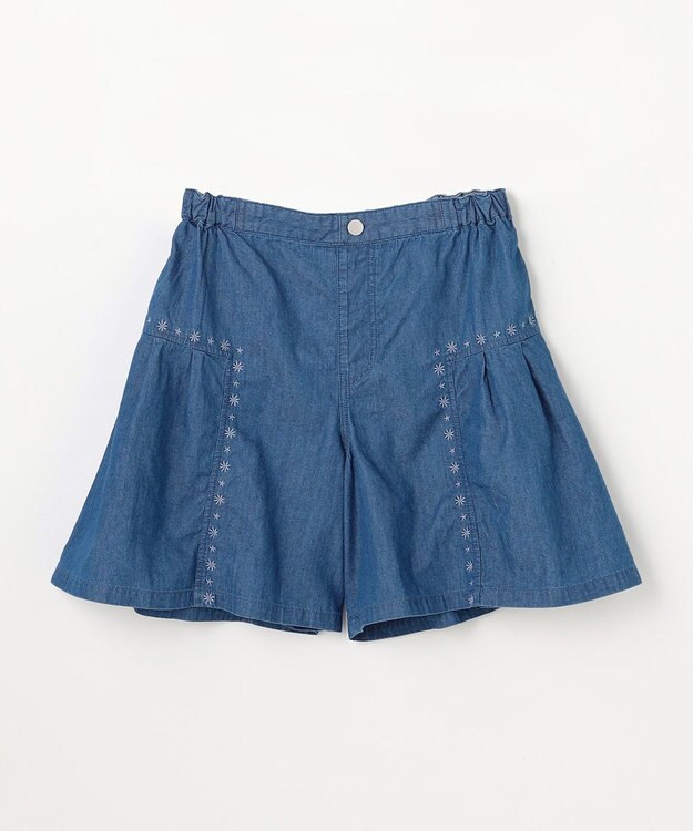 組曲 KIDS 【150-160㎝】 ブルーフラワーデニムキュロット ネイビー