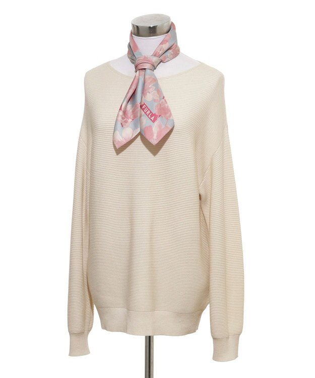 MOONBAT 【シルク100%】FURLA (フルラ) 花柄 シルクプリントスカーフ 65cm×65cm  UV対策 手洗い可能 ローズピンク