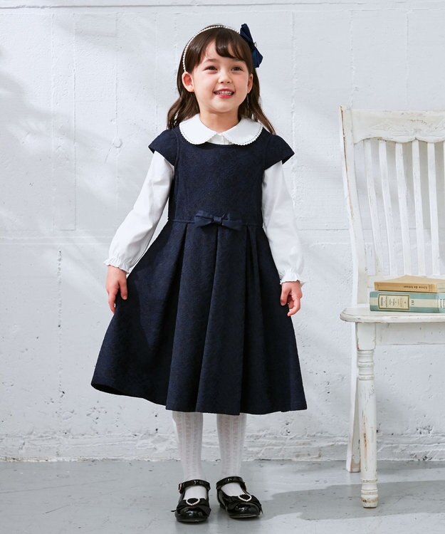 ANY KIDS レースボンディング ワンピース ネイビー