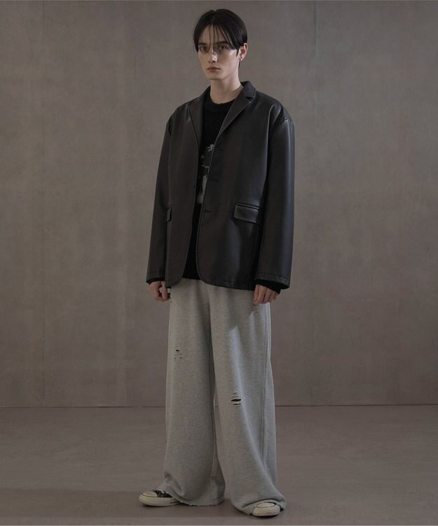 WEGO PUシングルテーラードジャケット ブラック