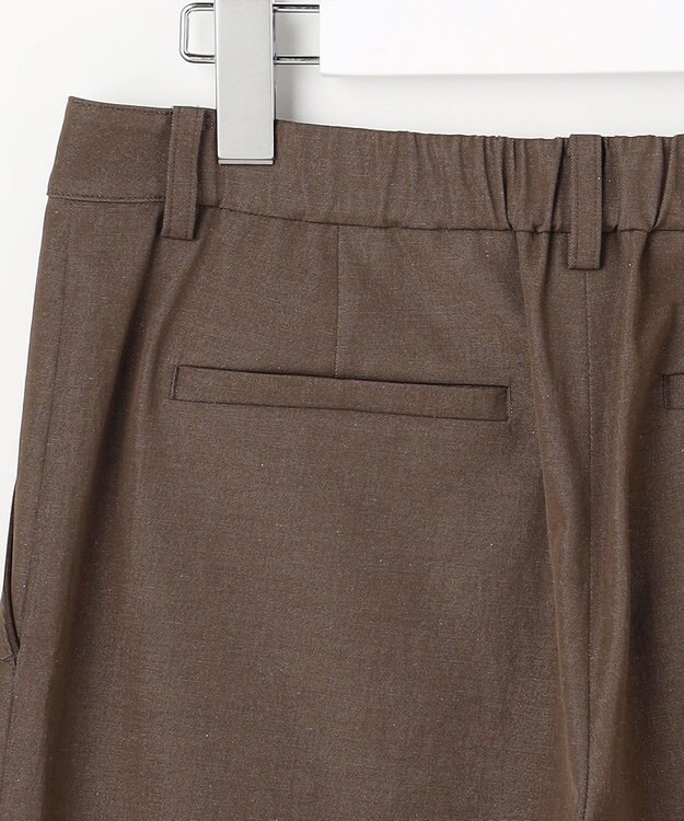 J.PRESS LADIES L 麻シェルドライ ワイド ストレート パンツ ダークブラウンシャンブレー系