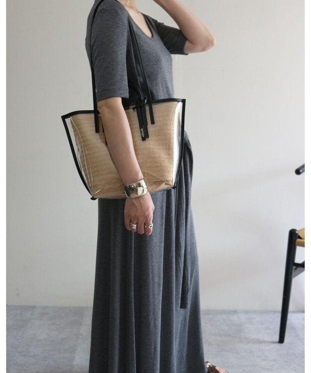 MORROW by thank 【軽量】CECILY OW 2way バッグ 1インナーSET ブラック X N.ラフィア