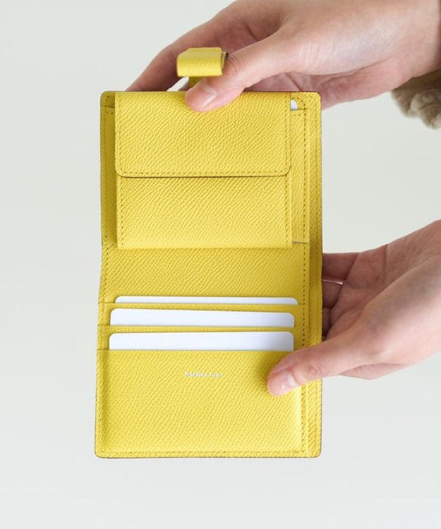 Atelier nuu 日本製 本革 バイカラーnoble 二つ折れウォレット グレージュ×イエロー