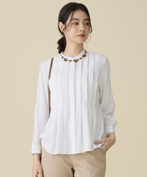 自由区 L ドレープブロードタック ブラウス オフ