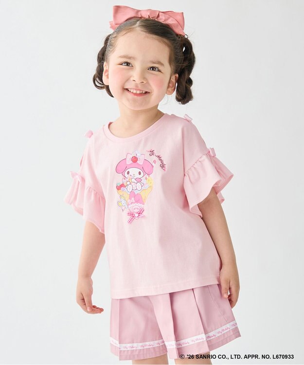 ANY KIDS 【サンリオキャラクターズ×ANY KIDS】ひんやり ファンシーフリル袖Tシャツ マイメロディ×ピンク