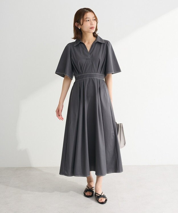 Green Parks ・ＥＬＥＮＣＡＲＥ　ＤＵＥ　スキッパーワンピース Charcoal Gray