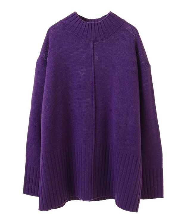 Green Parks 洗えるモックネックニットプルオーバー Purple