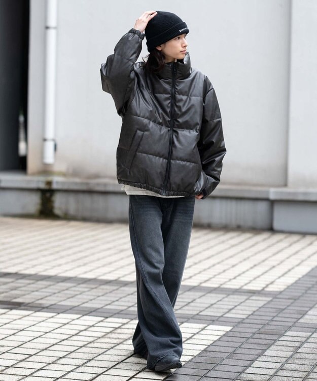 WEGO 【ユニセックス着用ITEM】PUパファーブルゾン ブラックその他