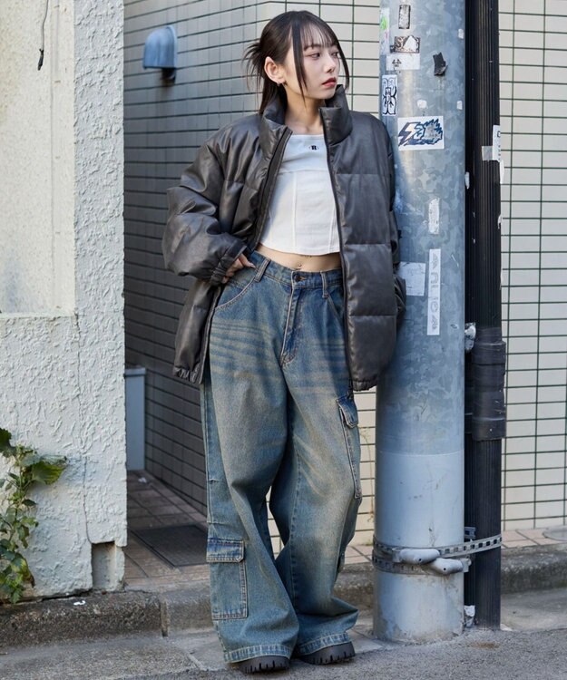 WEGO 【ユニセックス着用ITEM】PUパファーブルゾン ブラックその他