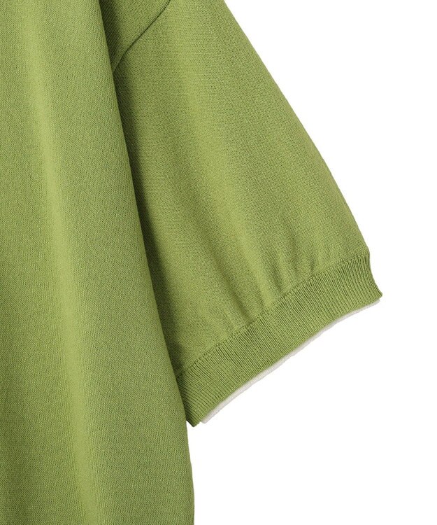 earth music&ecology バイカラーポロニット Green