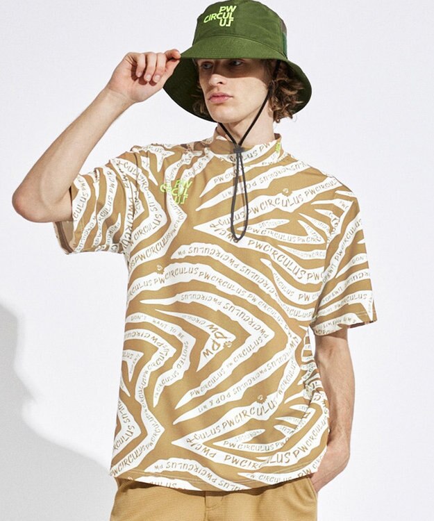 PW CIRCULUS 【UVカット / 吸水速乾 / 伸縮性抜群】【MEN】ゼブラ柄モック T ベージュ系5