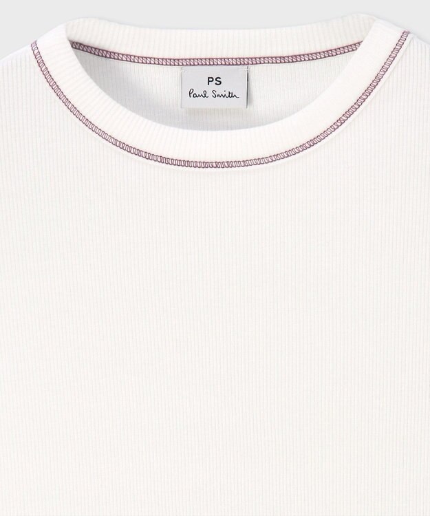 Paul Smith 【洗える】カラーステッチ リブ カットソー ホワイト