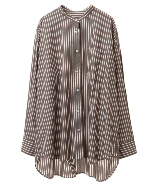 CRAFT STANDARD BOUTIQUE バンドカラーシャツ Stripe Brown