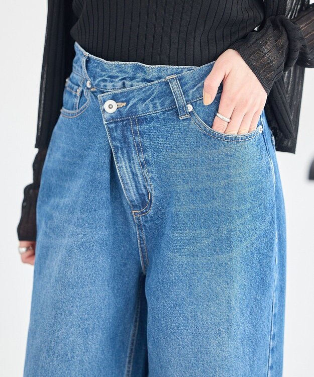 earth music&ecology ウエストアシメデニムパンツ Medium Indigo