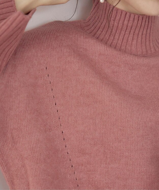 Tiaclasse L 【洗える】モックネックポインテルニットトップス ピンク