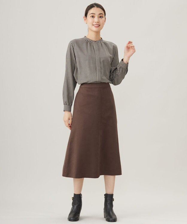 J.PRESS LADIES L 【洗える】シルセームスエード スカート ダークブラウン系