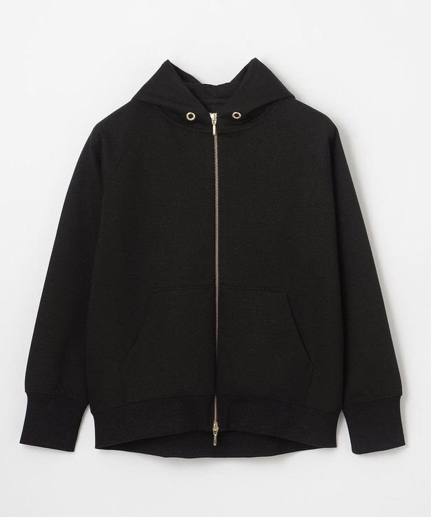 ANY L ラメダンボールダブルジップパーカー ブラック