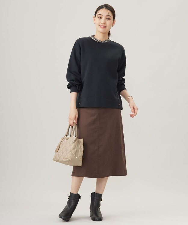 J.PRESS LADIES L 【洗える】シルセームスエード スカート ダークブラウン系