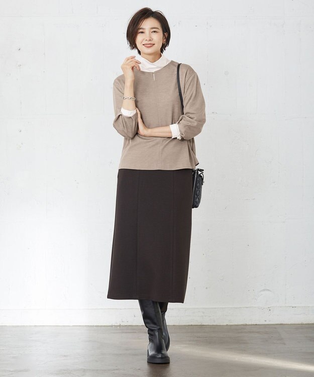 J.PRESS LADIES S タートルジャージー カットソー アイボリー系