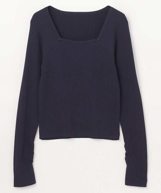 GRACE CONTINENTAL リブスクエアニットトップ ネイビー