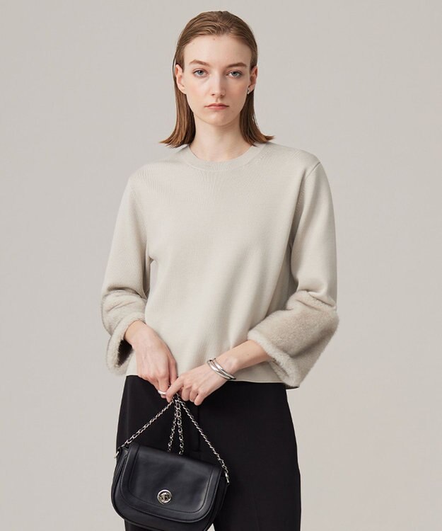 ICB ウールブレンドスムース デザインニット トープ系