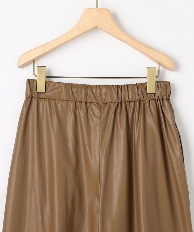 組曲 L レザーライク  クロップド ドロストワイドパンツ ブラウン系