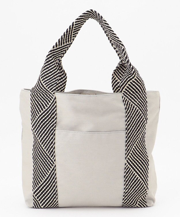 ANY キャンバスデザインテープトート ライトグレー系