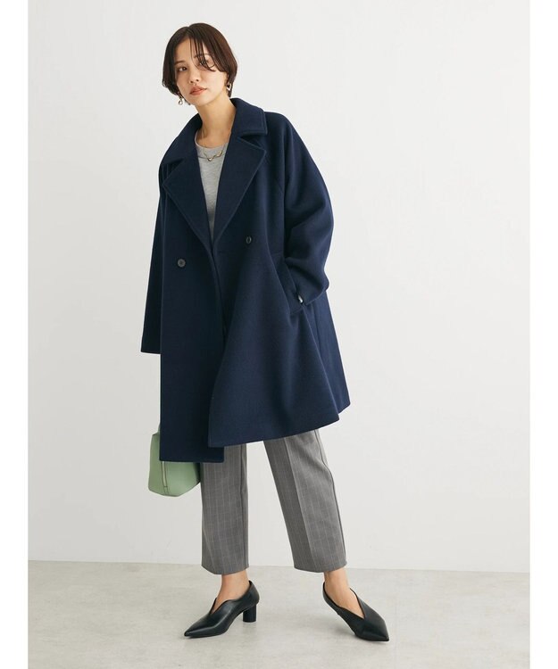 Green Parks もちやわ　ボートネックニットチュニック Light Gray Mixture