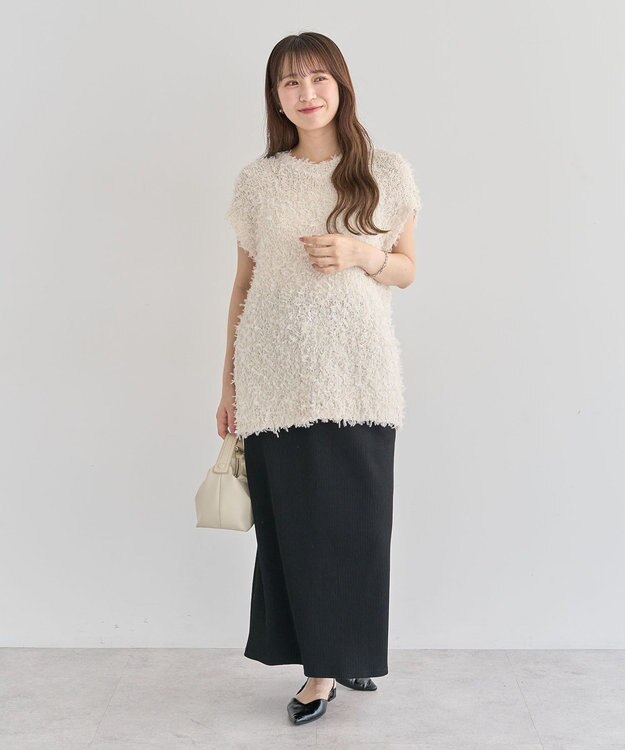 Green Parks 楽ちんＩラインリブスカート Black