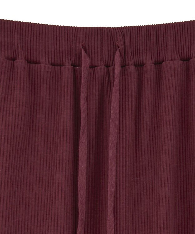Green Parks 楽ちんＩラインリブスカート Bordeaux
