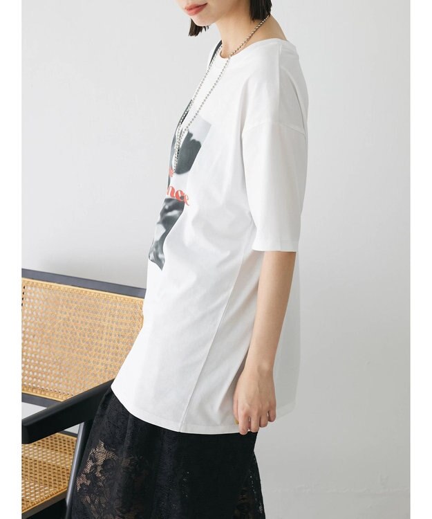Green Parks レトロフラワーロゴ入りプリントＴシャツ Off White